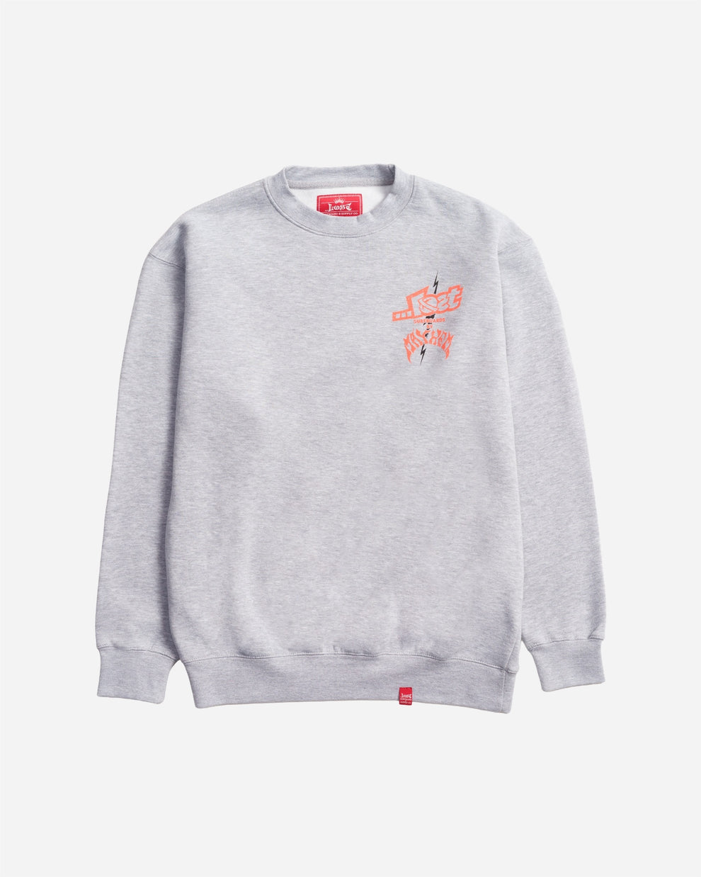 Lost Mayhem Bolts Crew Sweatshirt-Heather Grey