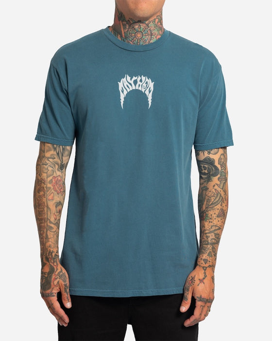 Lost Mayhem Bolts Vintage Dye Tee-Provincial Blue