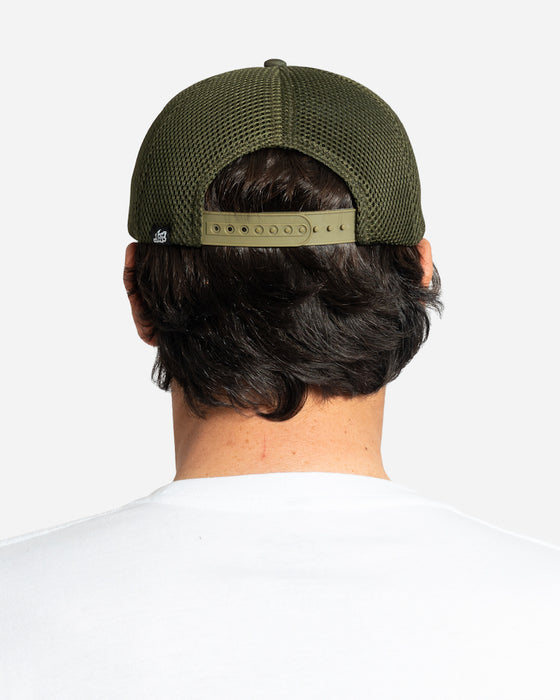 Lost Lightning Mayhem Trucker Hat-Dark Military Green