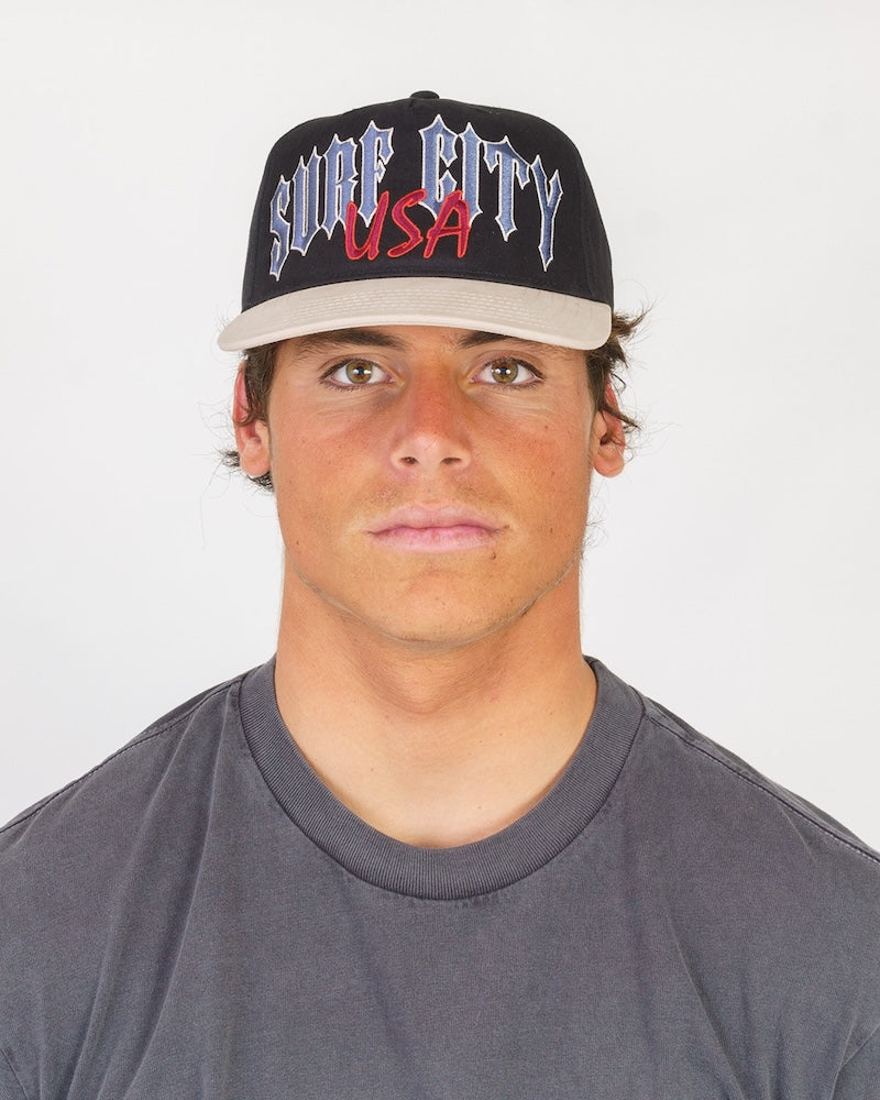 Lost  Surf City Strapback Hat-Black/Grey