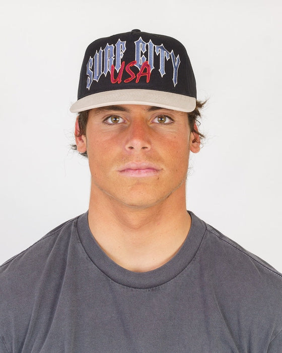 Lost  Surf City Strapback Hat-Black/Grey