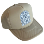 Local Beach Golden Hour Social Club Patch Trucker Hat-Tan