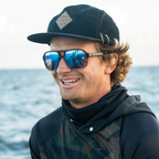 Bajio 12 South Sunglasses-Black Gloss/Blue Mirror Poly