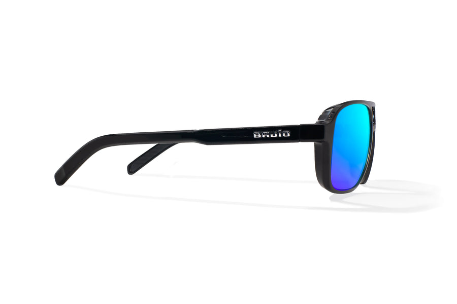 Bajio 12 South Sunglasses-Black Gloss/Blue Mirror Poly