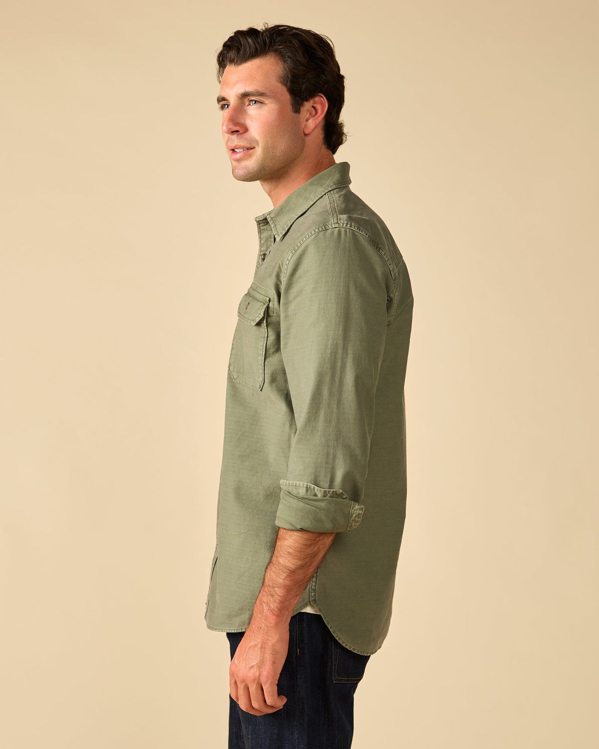 Outerknown The Utilitarian L/S Shirt-Olive Drab