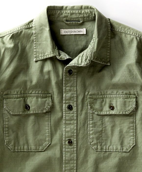Outerknown The Utilitarian L/S Shirt-Olive Drab