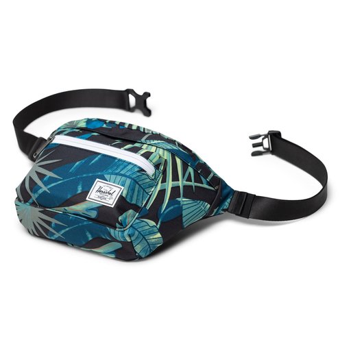 Herschel Pop Quiz Hip Bag-Black Palm Leaves
