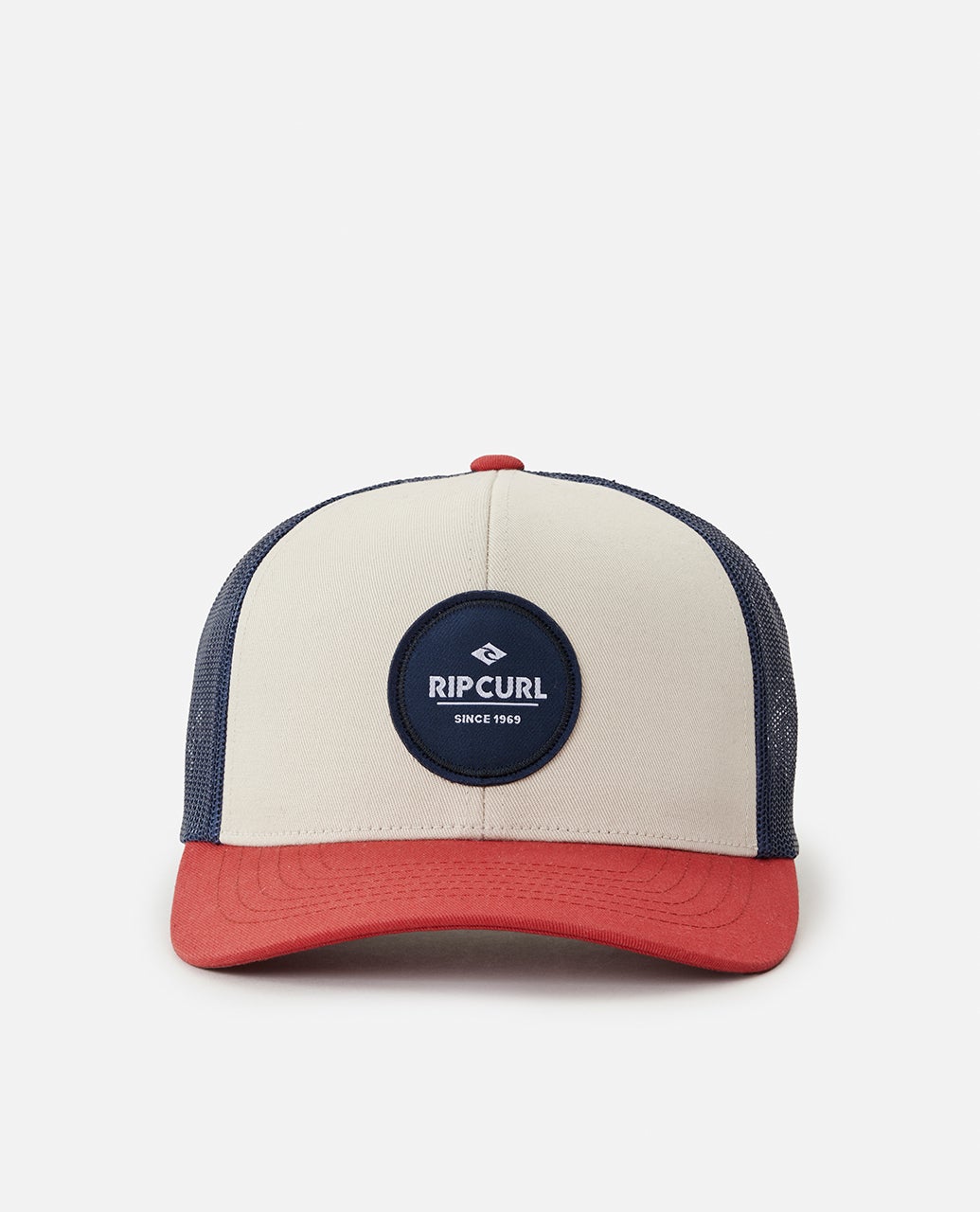 Rip Curl Routine Curve Trucker Hat-White/Navy/Red