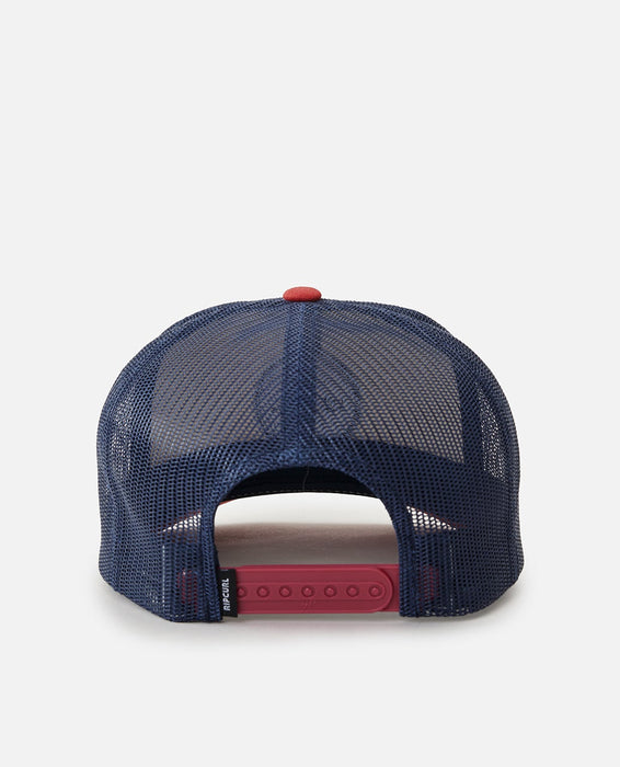 Rip Curl Routine Curve Trucker Hat-White/Navy/Red