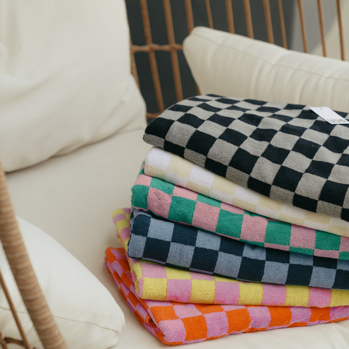 Local Beach Checker Beach & Bath Towel-Navy/Light Blue