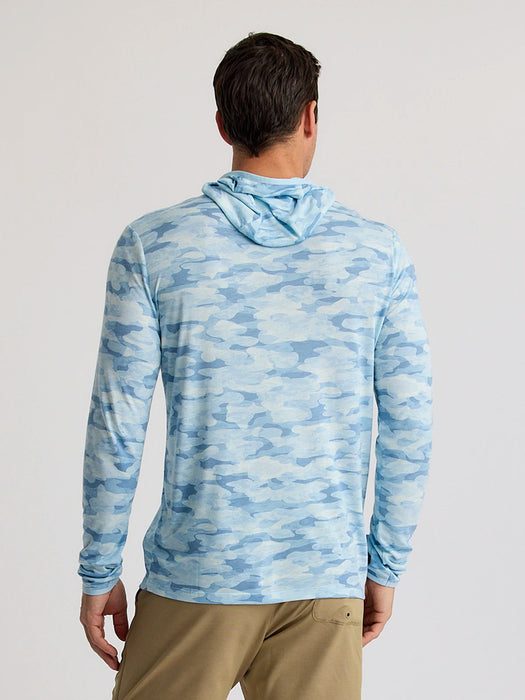 Free Fly Bamboo Lightweight Hooded L/S Shirt-Seasmoke Camo - Surf Blue