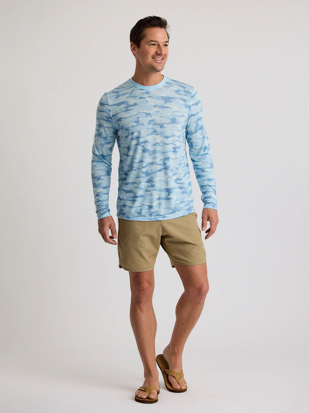 Free Fly Bamboo Lightweight Sun Shirt-Seasmoke Camo Surf Blue