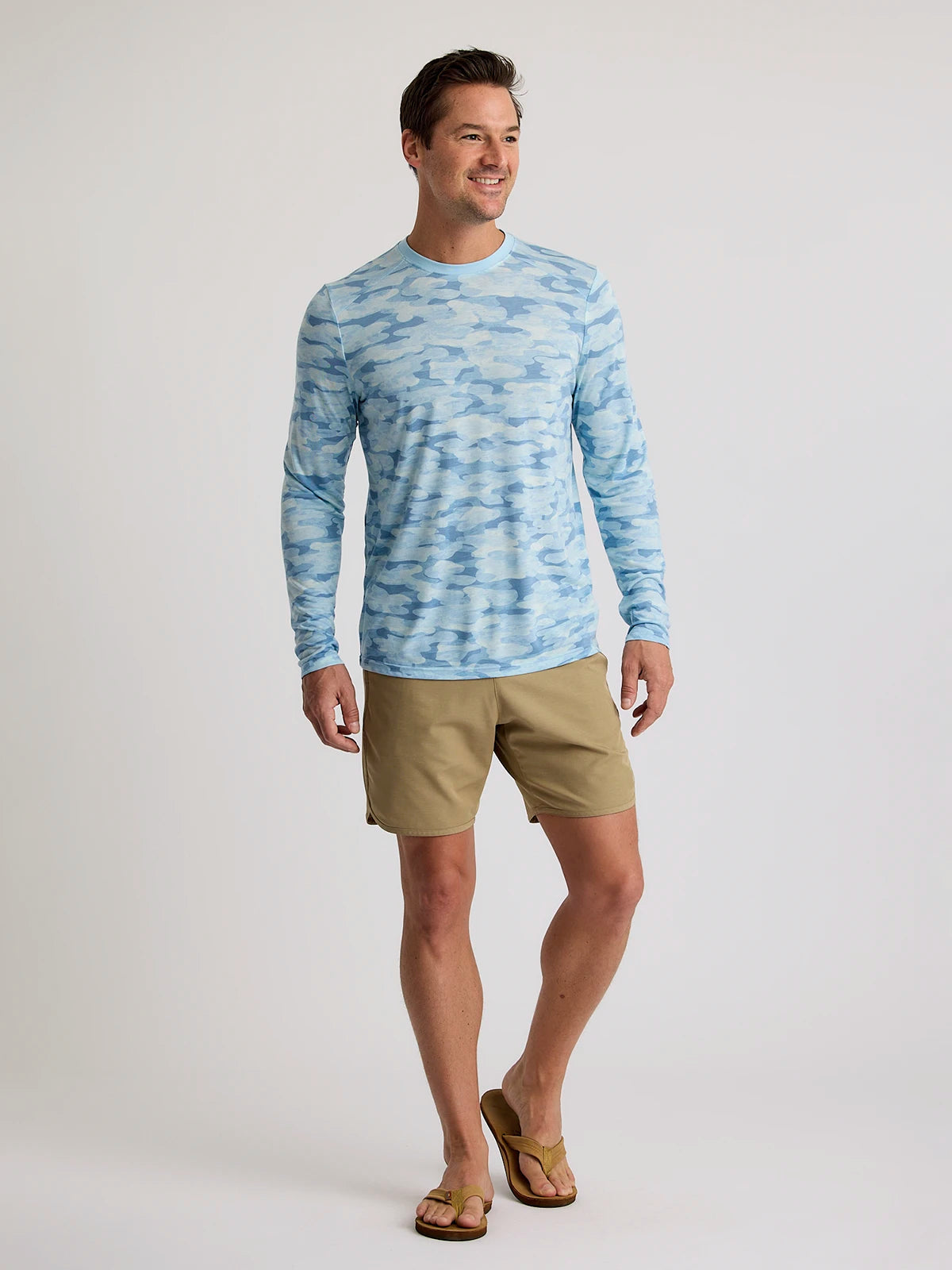 Free Fly Bamboo Lightweight Sun Shirt-Seasmoke Camo Surf Blue