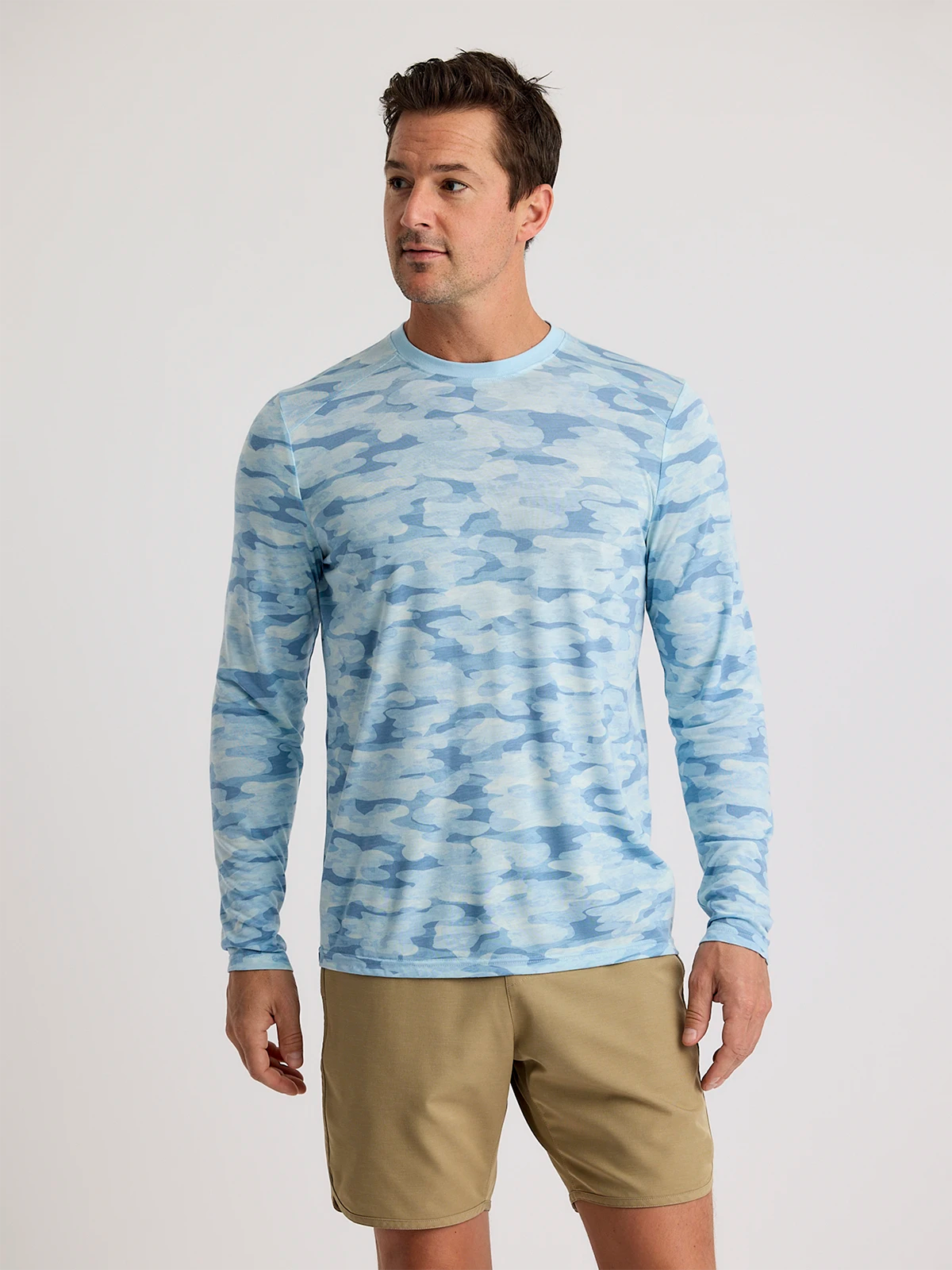 Free Fly Bamboo Lightweight Sun Shirt-Seasmoke Camo Surf Blue