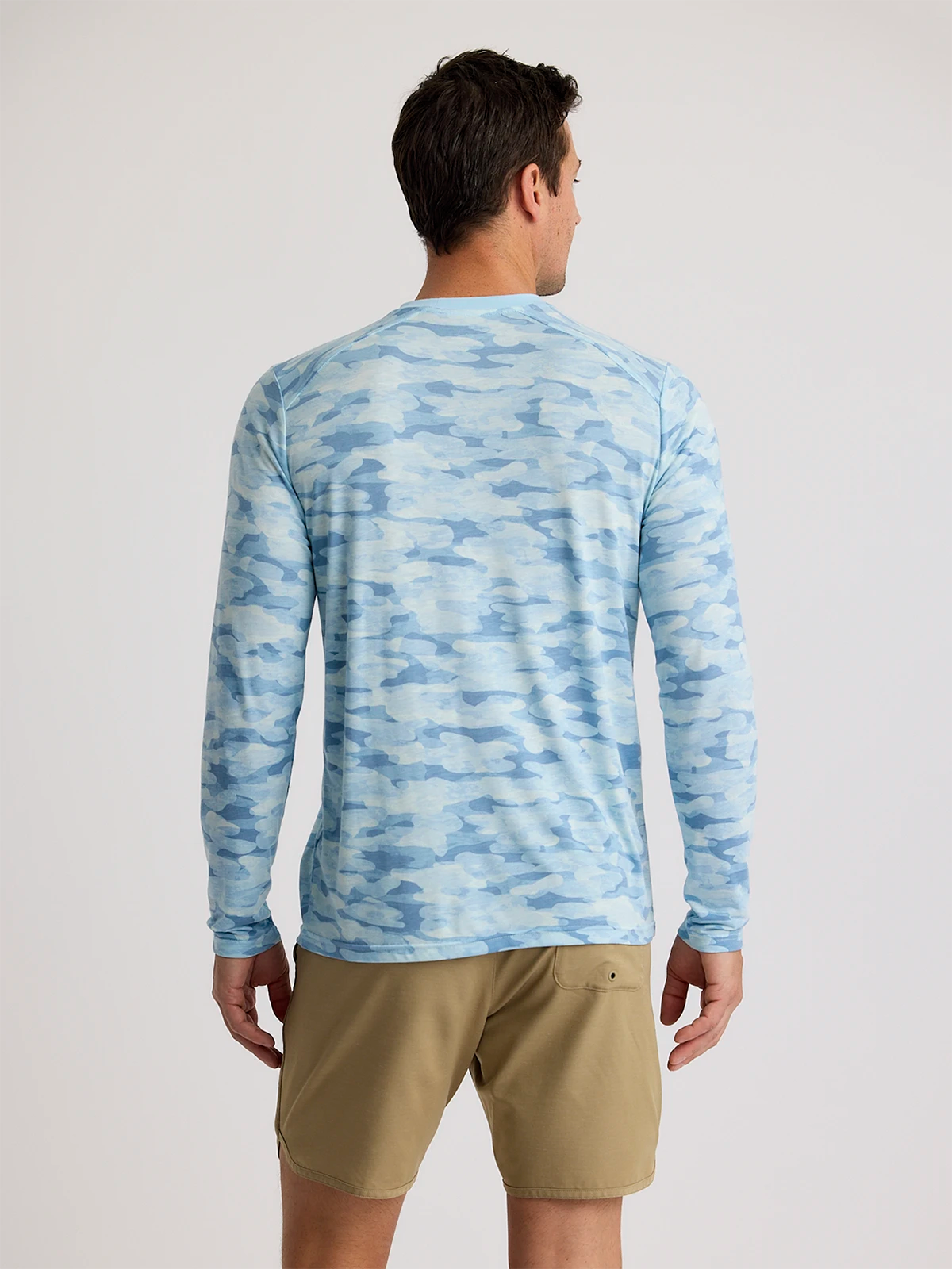 Free Fly Bamboo Lightweight Sun Shirt-Seasmoke Camo Surf Blue