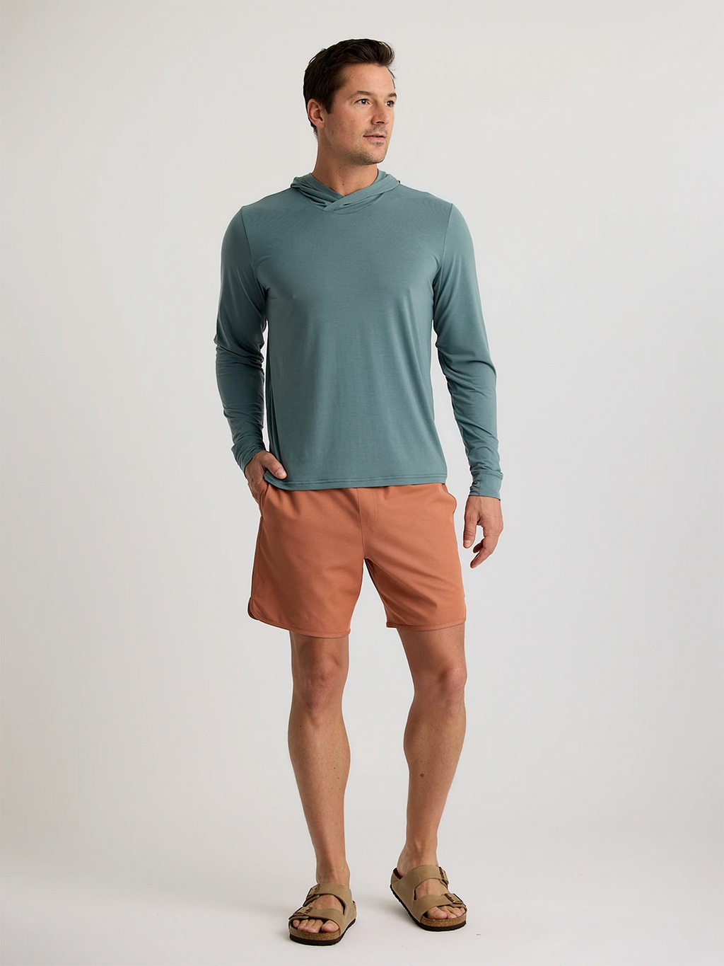 Free Fly Elevate Lightweight Hooded L/S Shirt-Stormy Sea