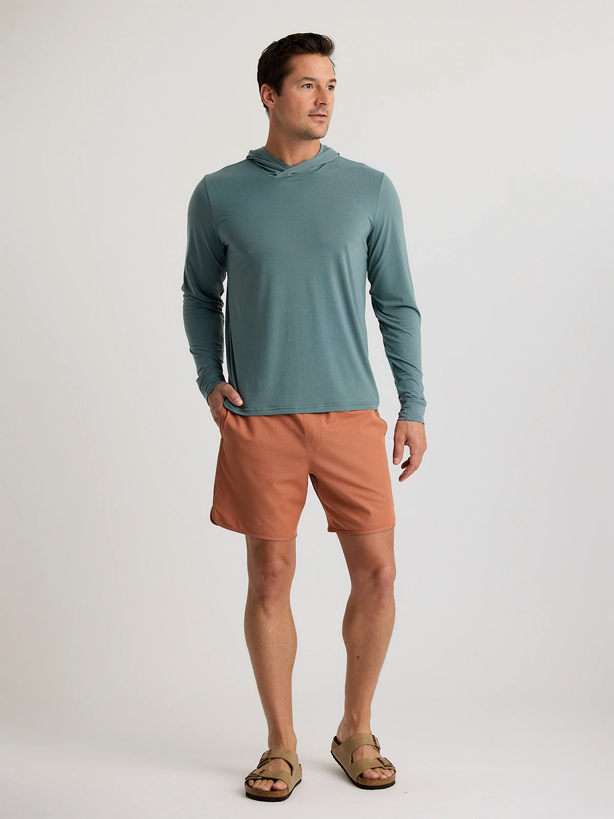 Free Fly Elevate Lightweight Hooded L/S Shirt-Stormy Sea