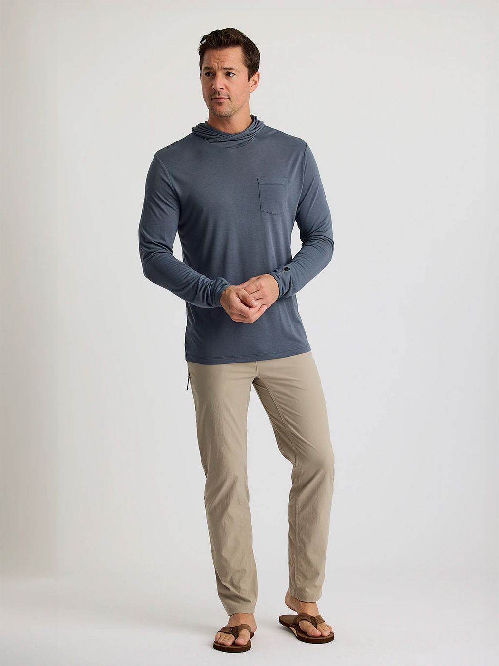 Free Fly Bamboo Lightweight Hooded Sun Shirt-Storm Cloud