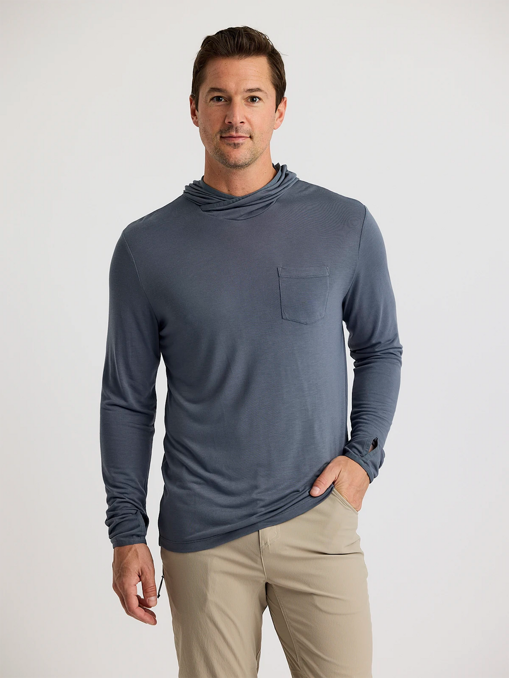 Free Fly Bamboo Lightweight Hooded Sun Shirt-Storm Cloud