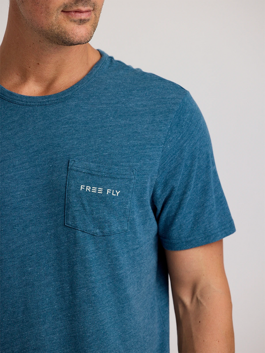 Free Fly Salt and Sun Pocket Tee-Heather Legion Blue