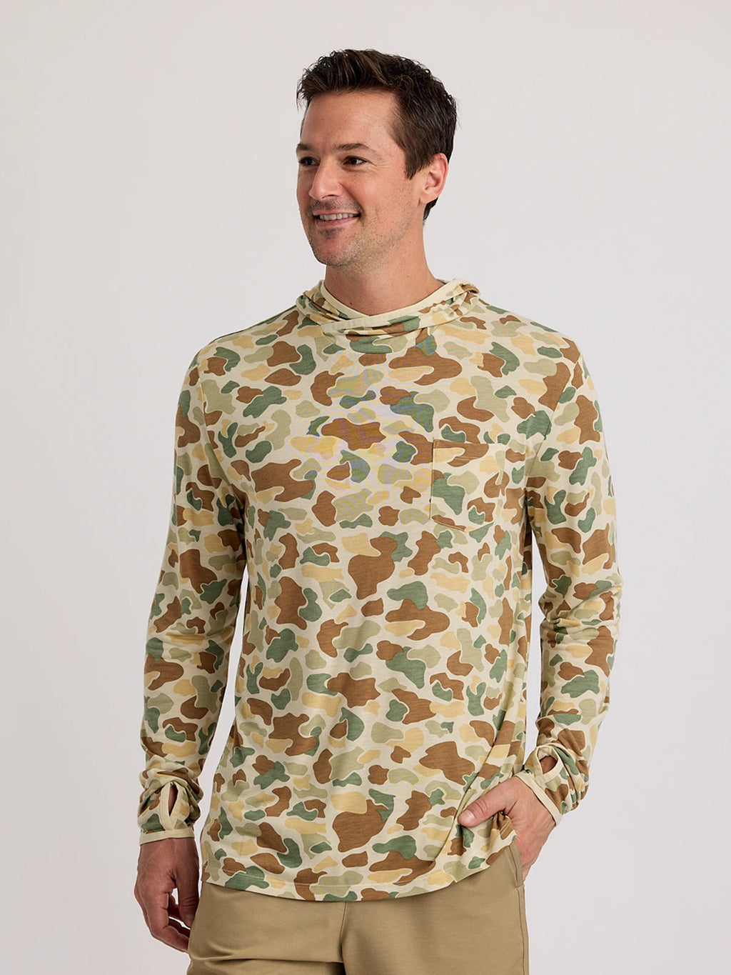 Free Fly Bamboo Lightweight Hooded Sun Shirt-Vintage Camo