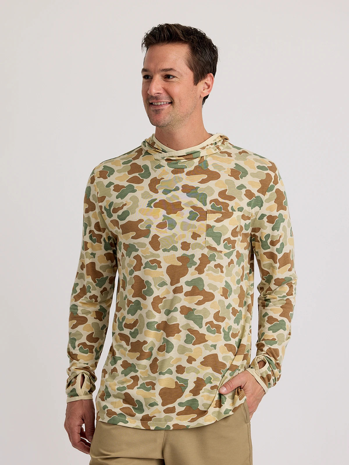 Free Fly Bamboo Lightweight Hooded Sun Shirt-Vintage Camo