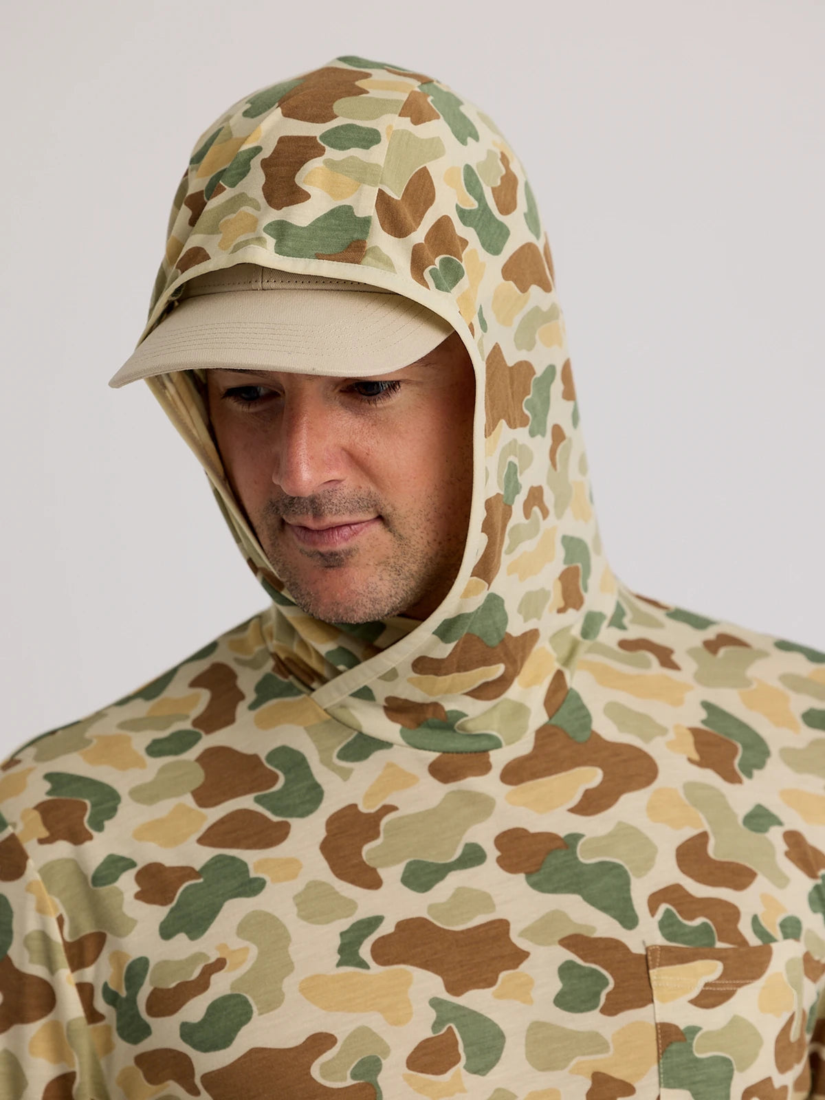 Free Fly Bamboo Lightweight Hooded Sun Shirt-Vintage Camo