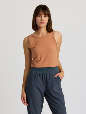 Free Fly Ribbed Bamboo Tank-Canyon Clay