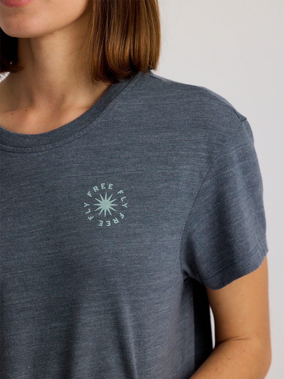 Free Fly Fan Palm Tee-Heather Storm Cloud