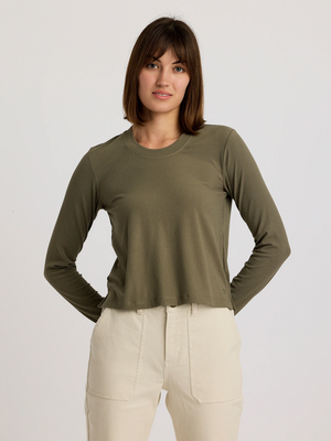 Free Fly Ribbed Bamboo L/S Shirt-Smokey Olive