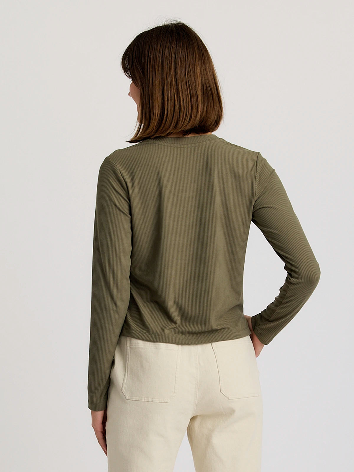 Free Fly Ribbed Bamboo L/S Shirt-Smokey Olive