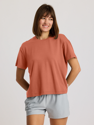 Free Fly Bamboo Current Boxy Tee-Redwood