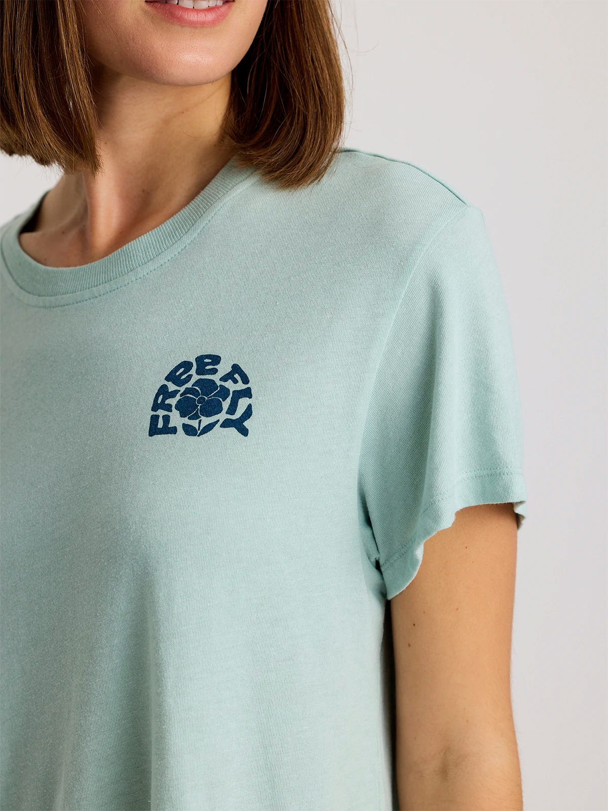 Free Fly Poppy Tee-Heather Ocean Mist