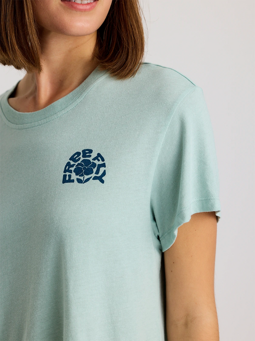 Free Fly Poppy Tee-Heather Ocean Mist