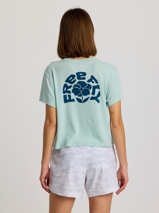 Free Fly Poppy Tee-Heather Ocean Mist