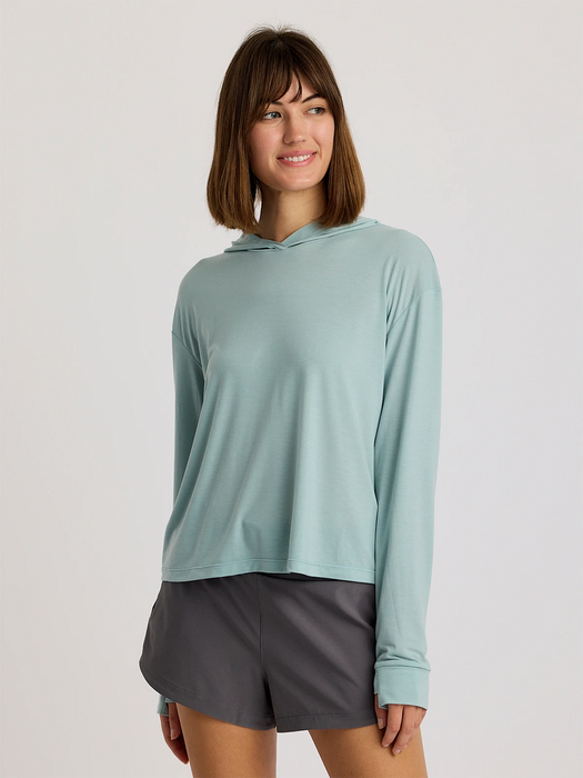 Free Fly Elevate Lightweight Hooded L/S Shirt-Ocean Mist