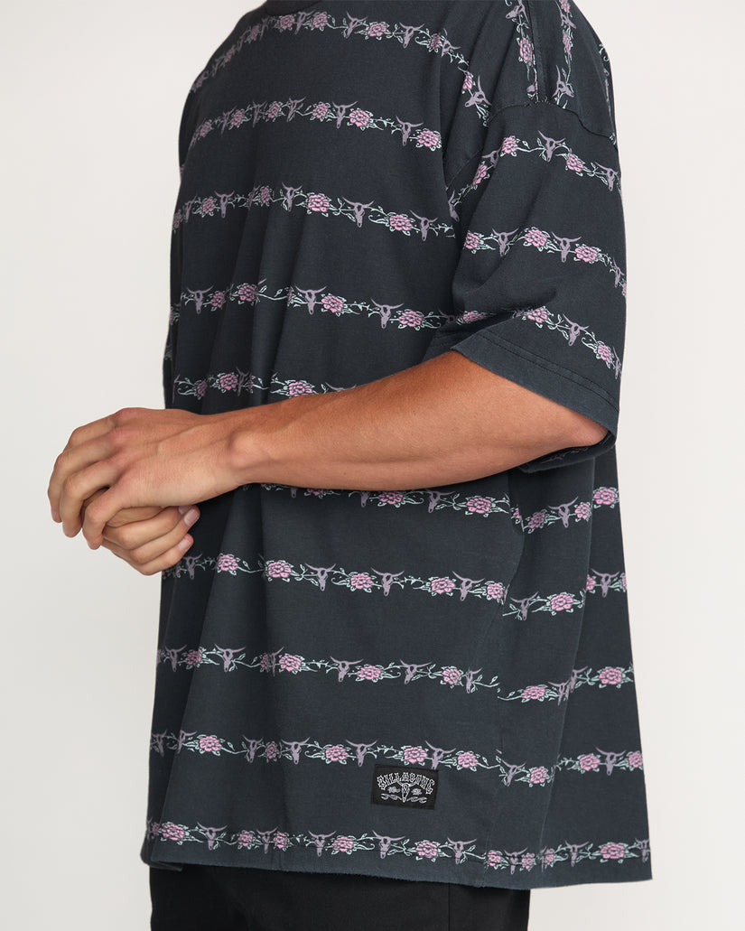 Billabong Raging Bull Stripe Tee-Washed Black