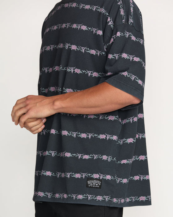 Billabong Raging Bull Stripe Tee-Washed Black