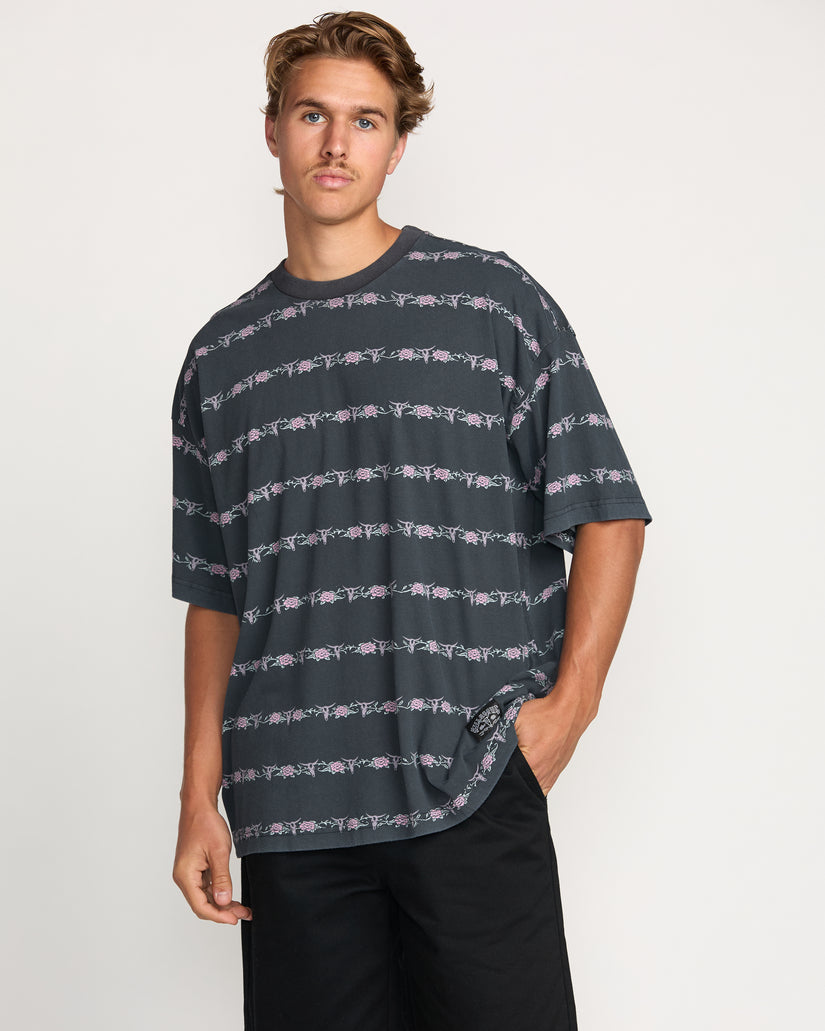 Billabong Raging Bull Stripe Tee-Washed Black
