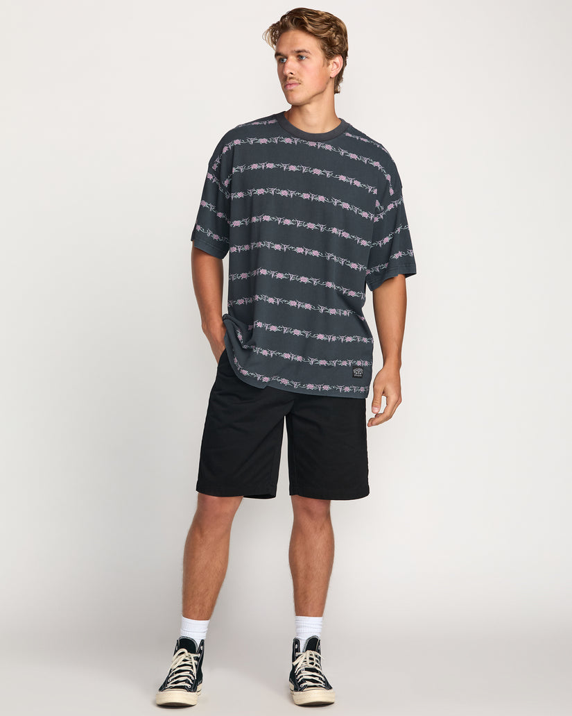 Billabong Raging Bull Stripe Tee-Washed Black