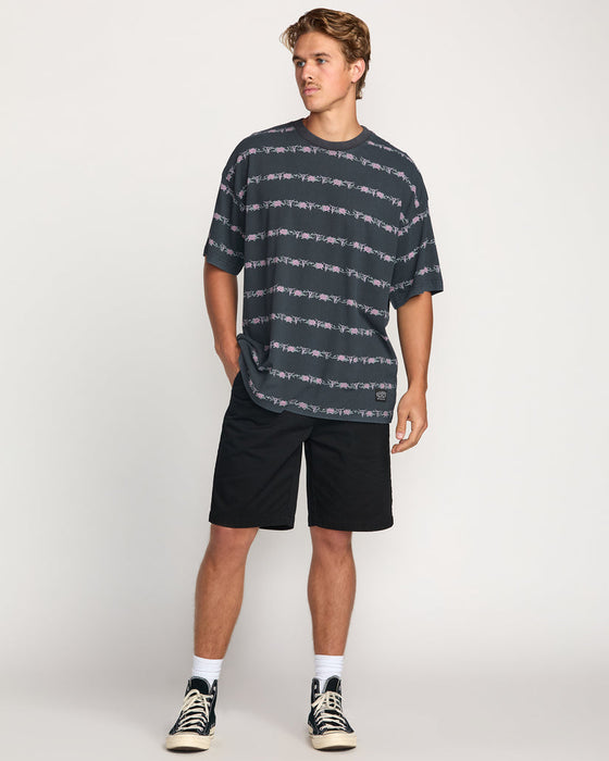 Billabong Raging Bull Stripe Tee-Washed Black