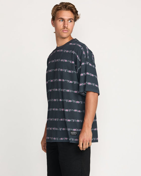Billabong Raging Bull Stripe Tee-Washed Black