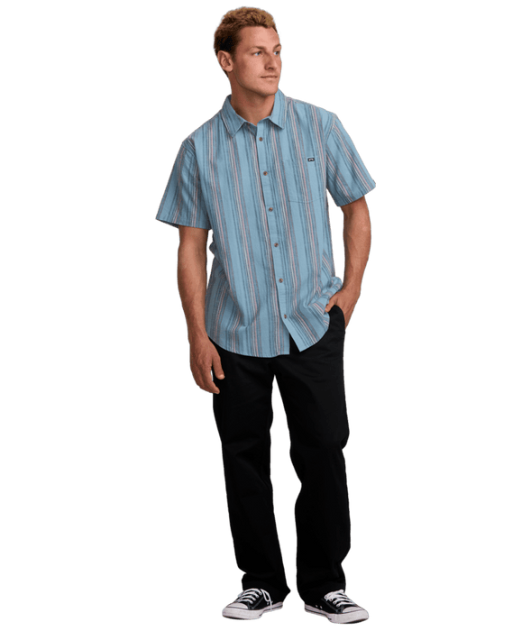Billabong All Day Stripe S/S Shirt-Washed Blue