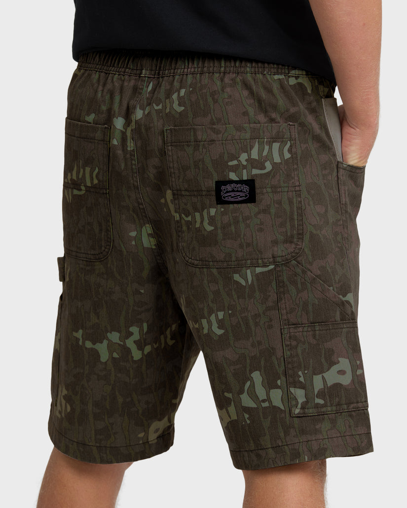 Billabong Bad Dog Elastic Shorts-Green Camo