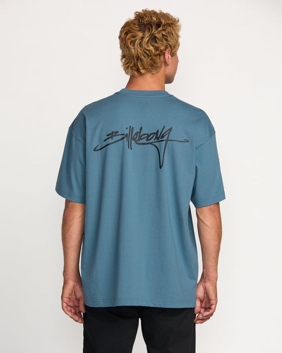 Billabong Bracket Script OG Tee-Carolina Blue