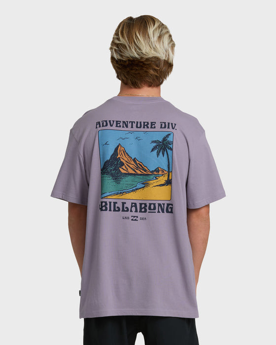 Billabong Post Cards Adiv Premium Tee-Purple Ash