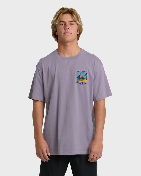 Billabong Post Cards Adiv Premium Tee-Purple Ash