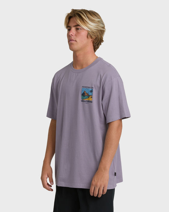 Billabong Post Cards Adiv Premium Tee-Purple Ash