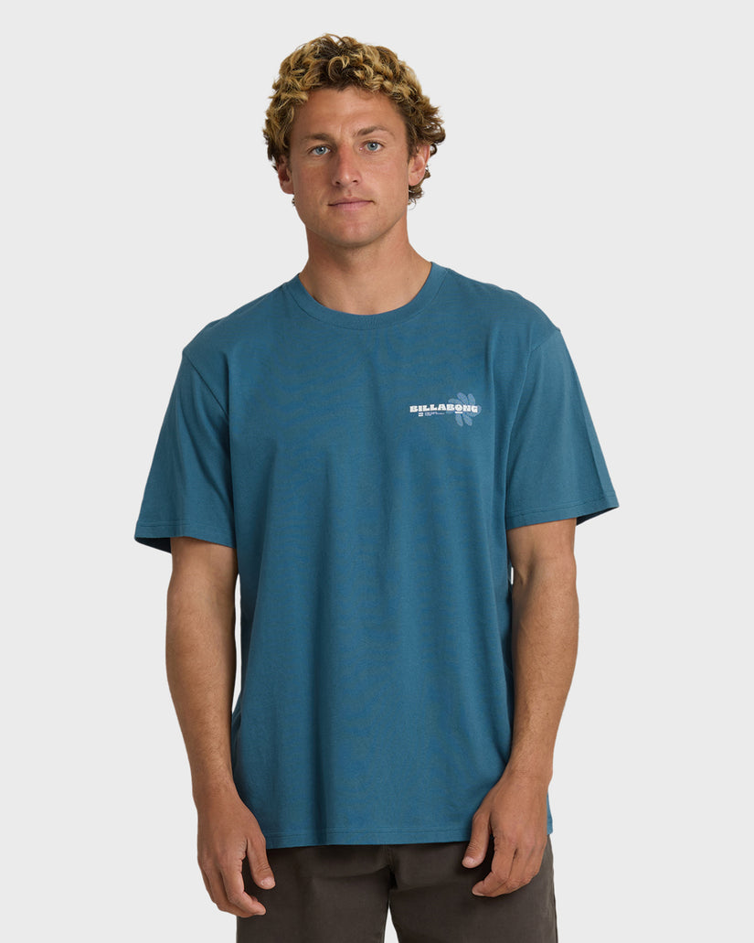Billabong Single Fin Premium Tee-Real Teal