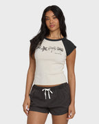 Billabong Des Tropic Raglan Tee-White Cap